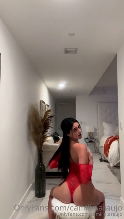 Camilla Araujo Red Mesh Bodysuit Masturbate Video